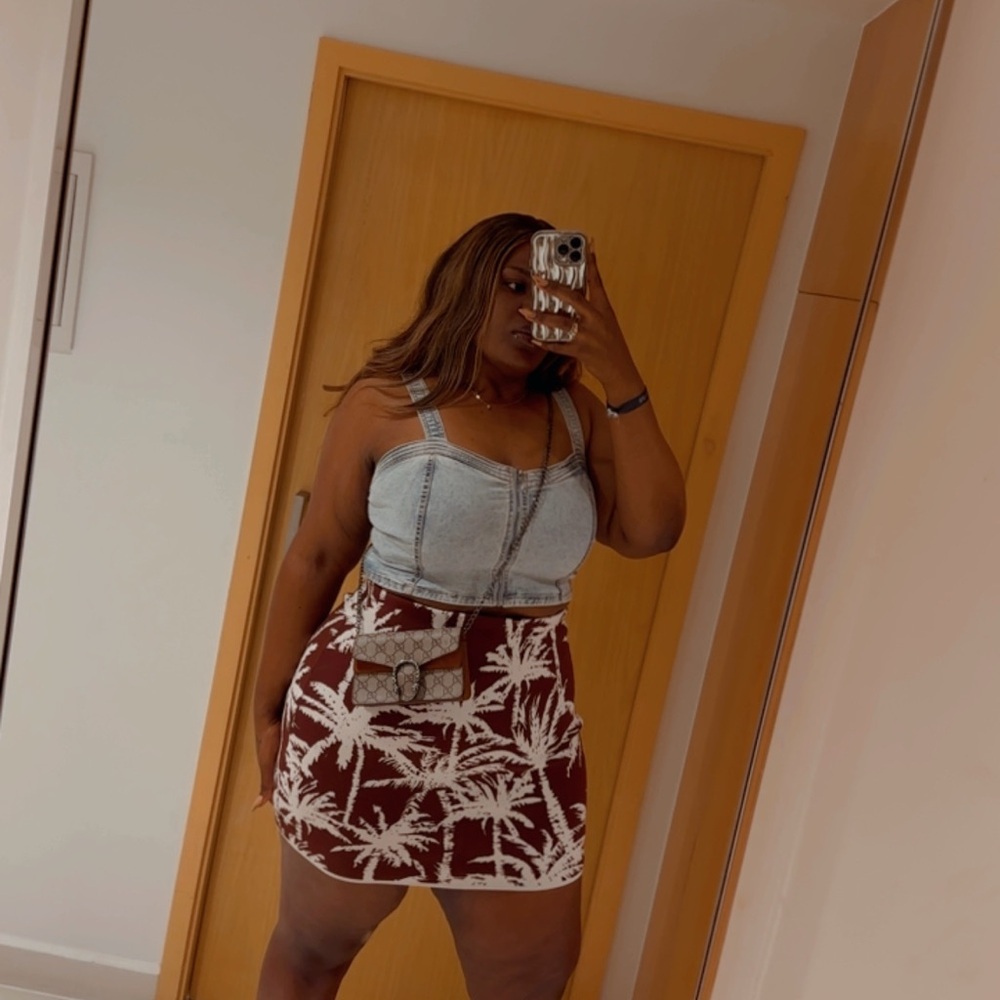 Women's brown and white Express set. Skirt and top are in separate photos